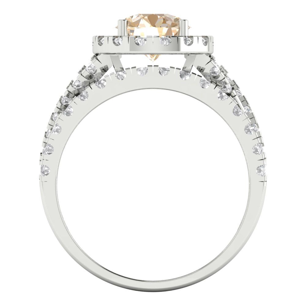 1.795 cttw Round Cut Natural Morganite Bridal Set - Solid White Gold Engagement Ring & Wedding Band