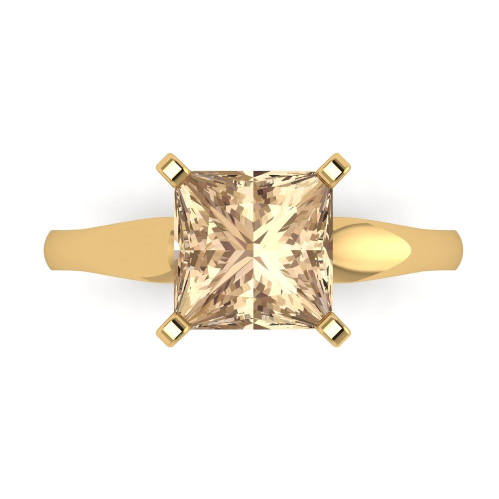 2.5 cttw Yellow Moissanite Solitaire  Engagement Ring - Solid Gold (Princess Cut,8.5mm)