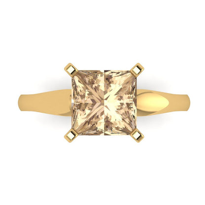 2.5 cttw Yellow Moissanite Solitaire  Engagement Ring - Solid Gold (Princess Cut,8.5mm)