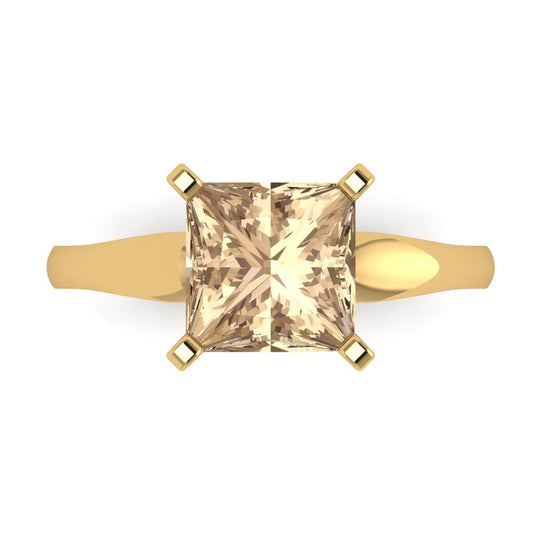 2.5 cttw Yellow Moissanite Solitaire  Engagement Ring - Solid Yellow Gold (VVS1, Princess Cut,8.5mm)