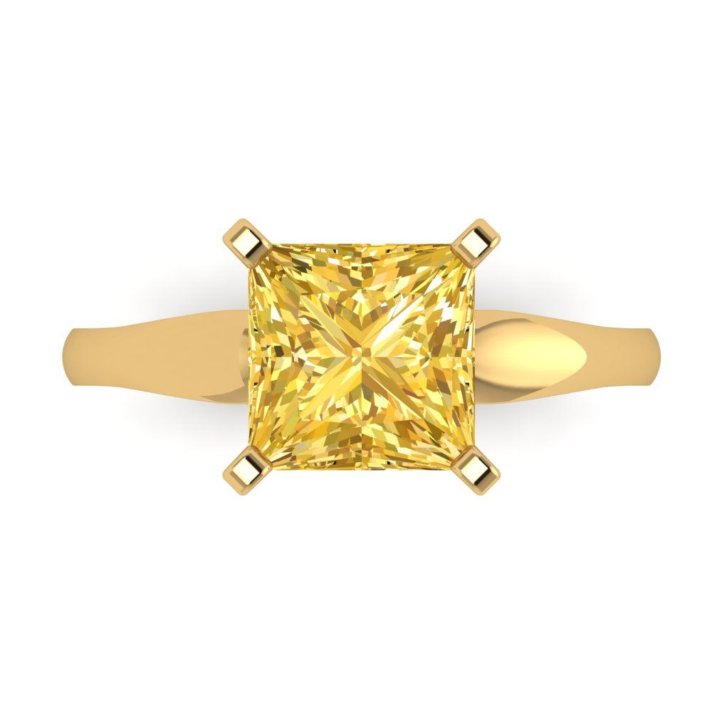 2.5 cttw Natural Citrine Solitaire  Engagement Ring - Solid Yellow Gold (VVS1, Princess Cut,8.5mm)