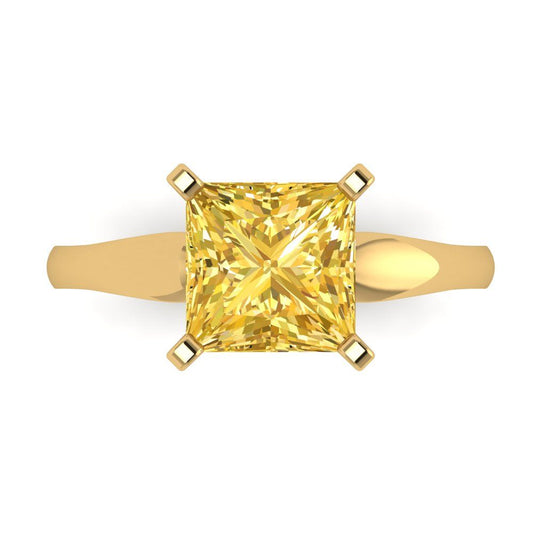 2.5 cttw Natural Citrine Solitaire  Engagement Ring - Solid Yellow Gold (VVS1, Princess Cut,8.5mm)