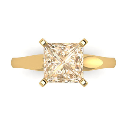 2.5 cttw Natural Morganite Solitaire  Engagement Ring - Solid Yellow Gold (VVS1, Princess Cut,8.5mm)