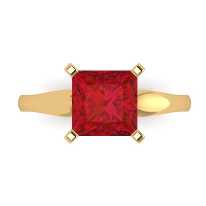 2.5 cttw Simulated Pink Tourmaline Solitaire  Engagement Ring - Solid Yellow Gold (VVS1, Princess Cut,8.5mm)