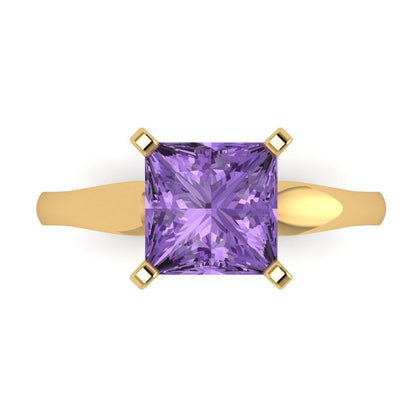 2.5 cttw Simulated Alexandrite Solitaire  Engagement Ring - Solid Gold (Princess Cut,8.5mm)