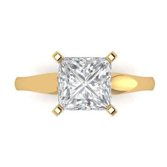 2.5 cttw Zirconia Simulated Diamond Solitaire  Engagement Ring - Solid Yellow Gold (VVS1, Princess Cut,8.5mm)