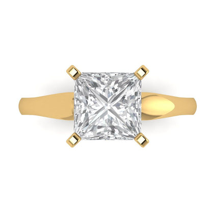2.5 cttw Moissanite Solitaire  Engagement Ring - Solid Yellow Gold (VVS1, Princess Cut,8.5mm)