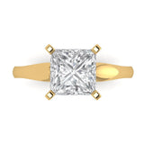 2.5 ct Brilliant Princess Cut Natural Diamond Stone Clarity SI1-2 Color G-H Yellow Gold Solitaire Ring