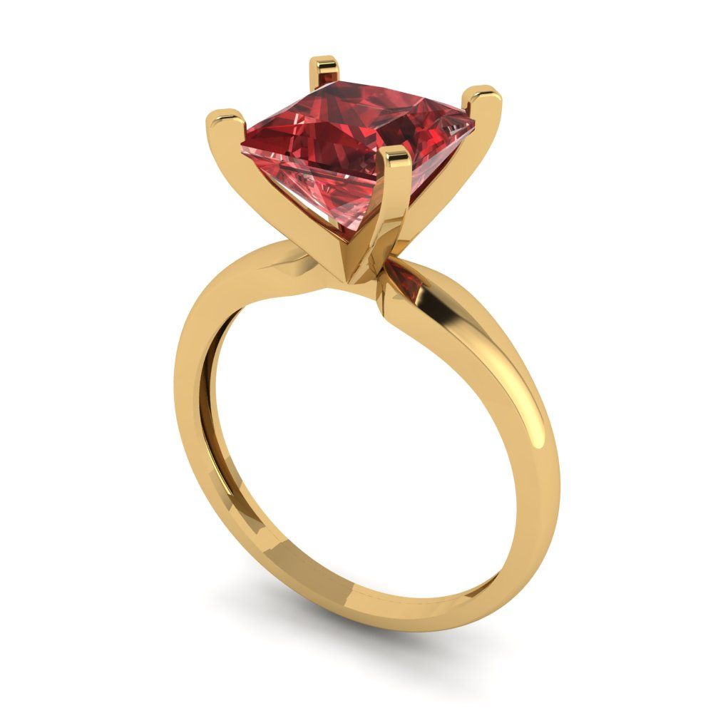 2.5 cttw Natural Garnet Solitaire  Engagement Ring - Solid Gold (Princess Cut,8.5mm)