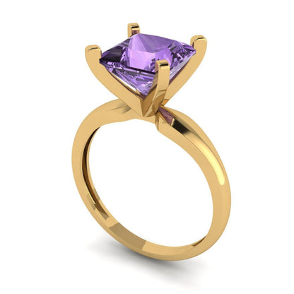 2.5 cttw Simulated Alexandrite Solitaire  Engagement Ring - Solid Gold (Princess Cut,8.5mm)