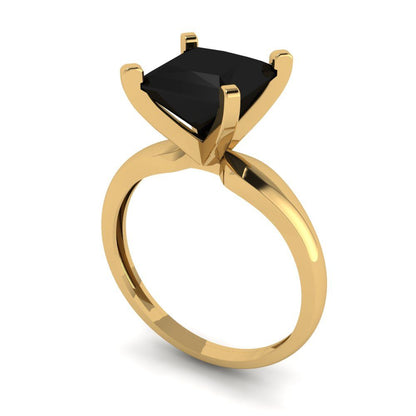 2.5 cttw Natural Onyx Solitaire  Engagement Ring - Solid Yellow Gold (VVS1, Princess Cut,8.5mm)