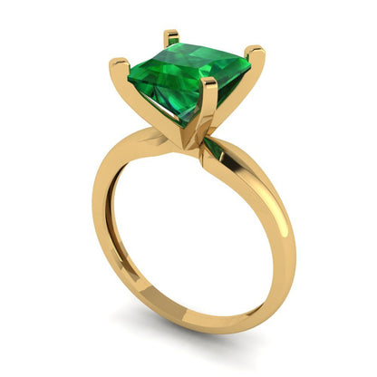 2.5 cttw Simulated Emerald Solitaire  Engagement Ring - Solid Gold (Princess Cut,8.5mm)