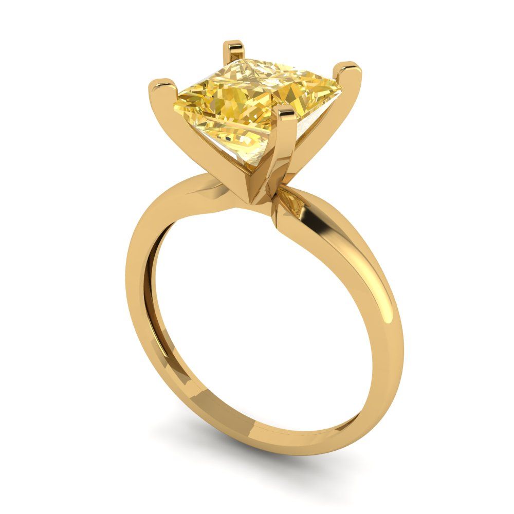 2.5 cttw Natural Citrine Solitaire  Engagement Ring - Solid Yellow Gold (VVS1, Princess Cut,8.5mm)