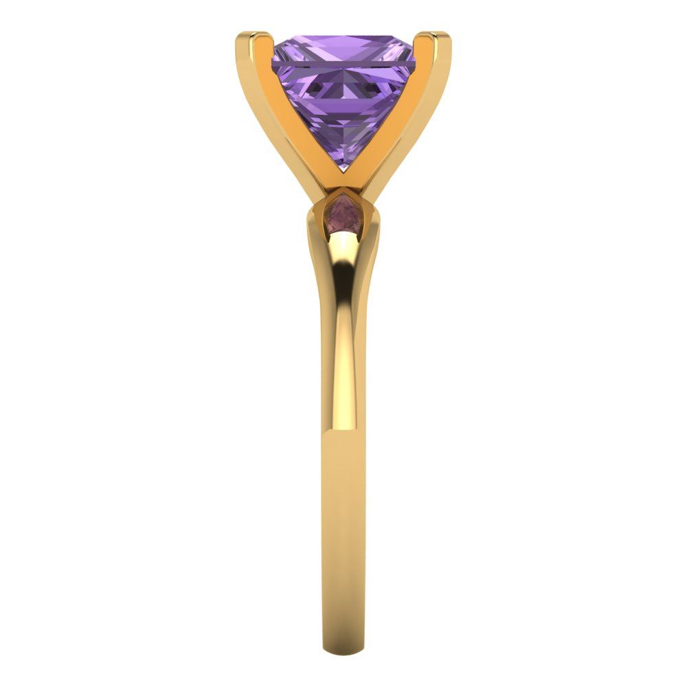 2.5 cttw Simulated Alexandrite Solitaire  Engagement Ring - Solid Gold (Princess Cut,8.5mm)