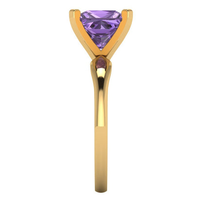 2.5 cttw Simulated Alexandrite Solitaire  Engagement Ring - Solid Gold (Princess Cut,8.5mm)