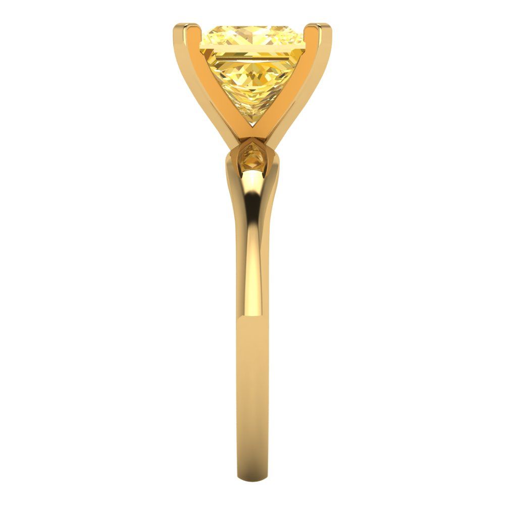 2.5 cttw Zirconia Simulated Yellow Diamond Solitaire  Engagement Ring - Solid Yellow Gold (VVS1, Princess Cut,8.5mm)