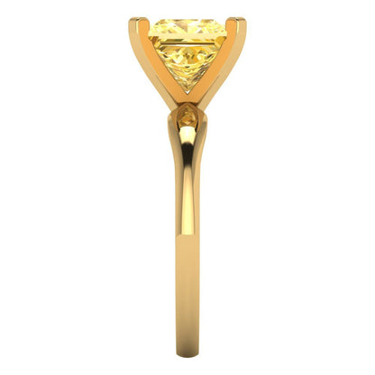 2.5 cttw Zirconia Simulated Yellow Diamond Solitaire  Engagement Ring - Solid Yellow Gold (VVS1, Princess Cut,8.5mm)