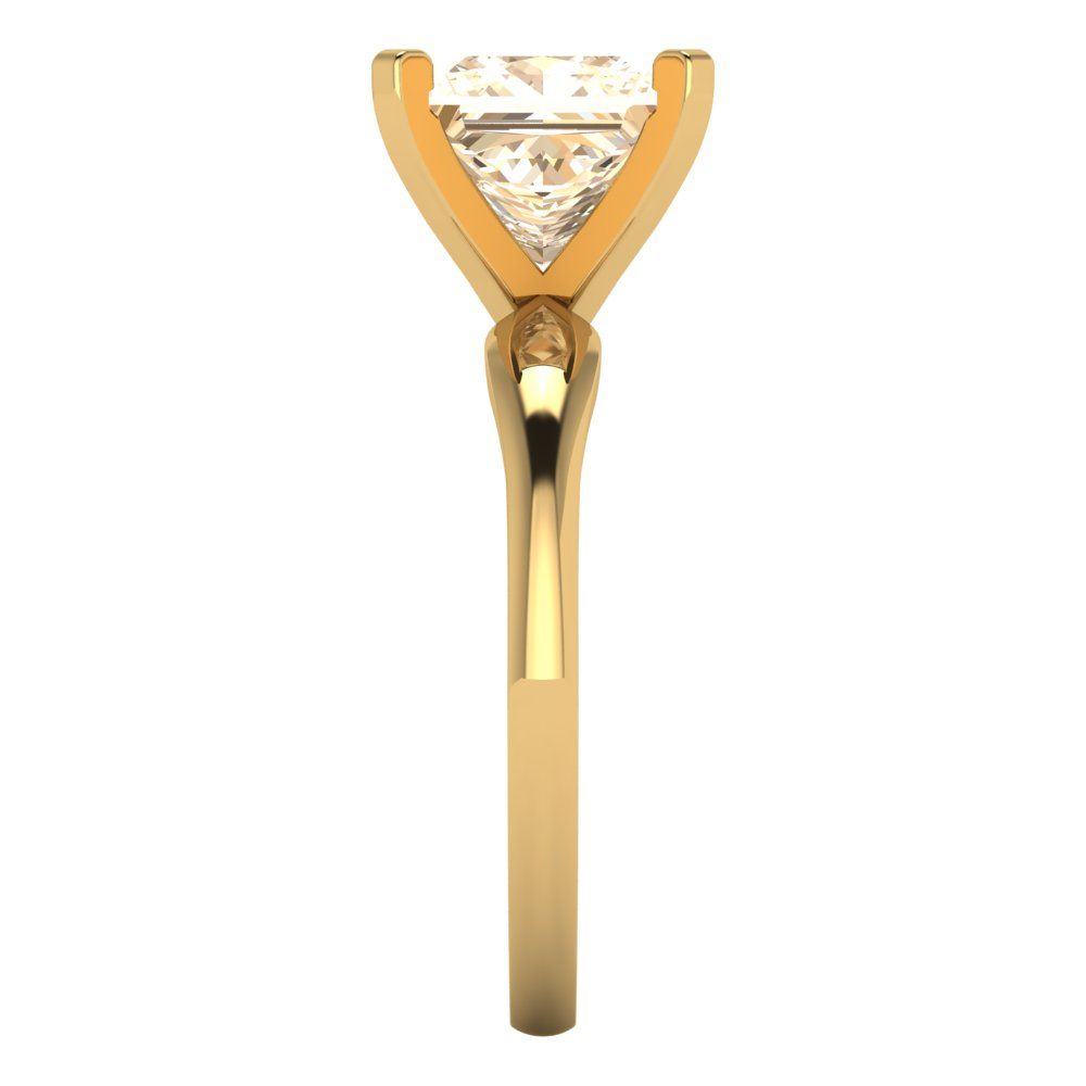 2.5 cttw Natural Morganite Solitaire  Engagement Ring - Solid Yellow Gold (VVS1, Princess Cut,8.5mm)