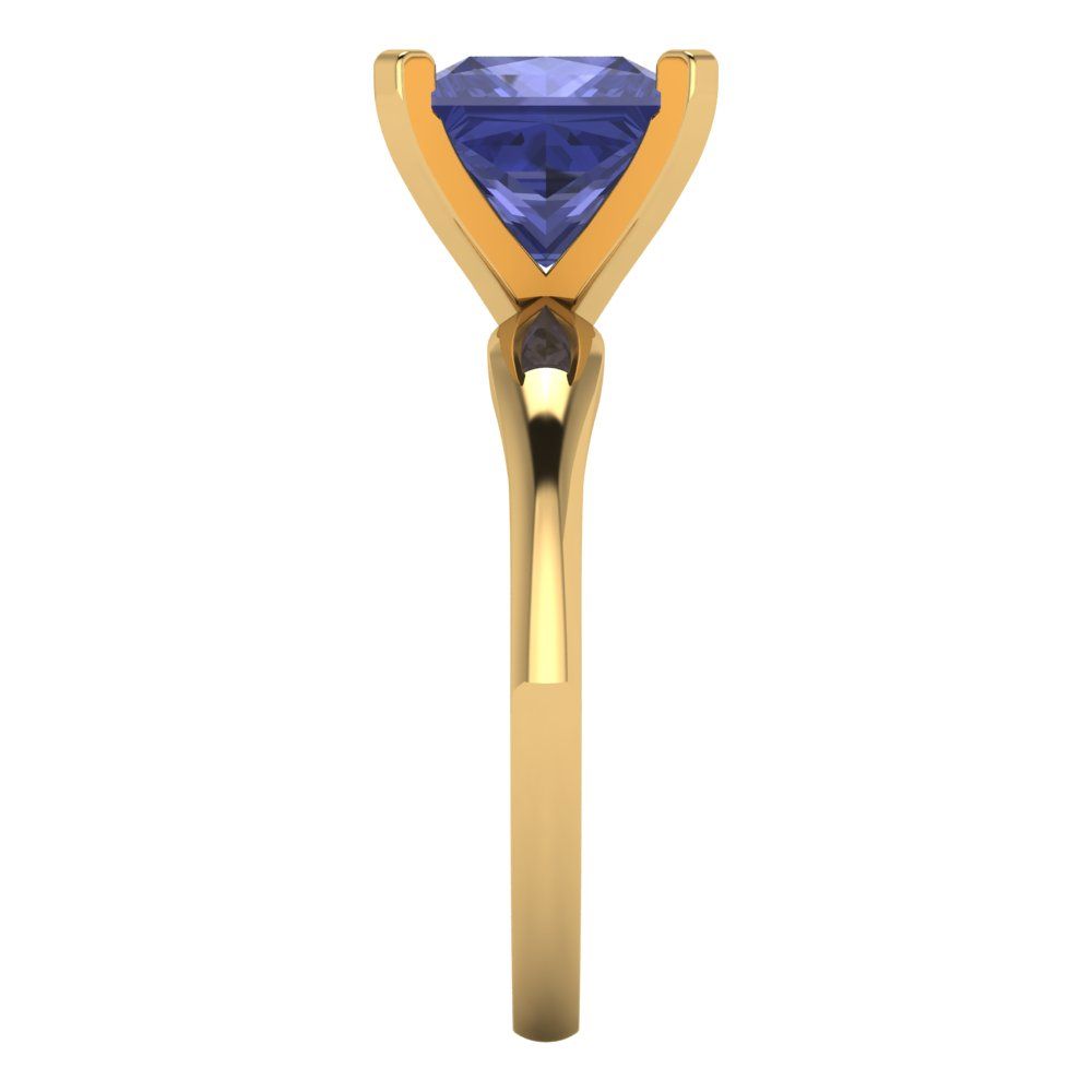 2.5 cttw Simulated Tanzanite Solitaire  Engagement Ring - Solid Yellow Gold (VVS1, Princess Cut,8.5mm)