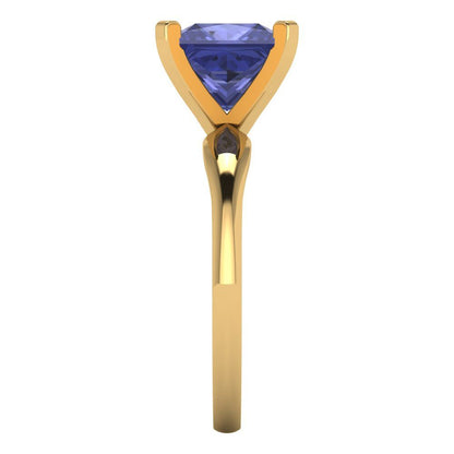 2.5 cttw Simulated Tanzanite Solitaire  Engagement Ring - Solid Yellow Gold (VVS1, Princess Cut,8.5mm)