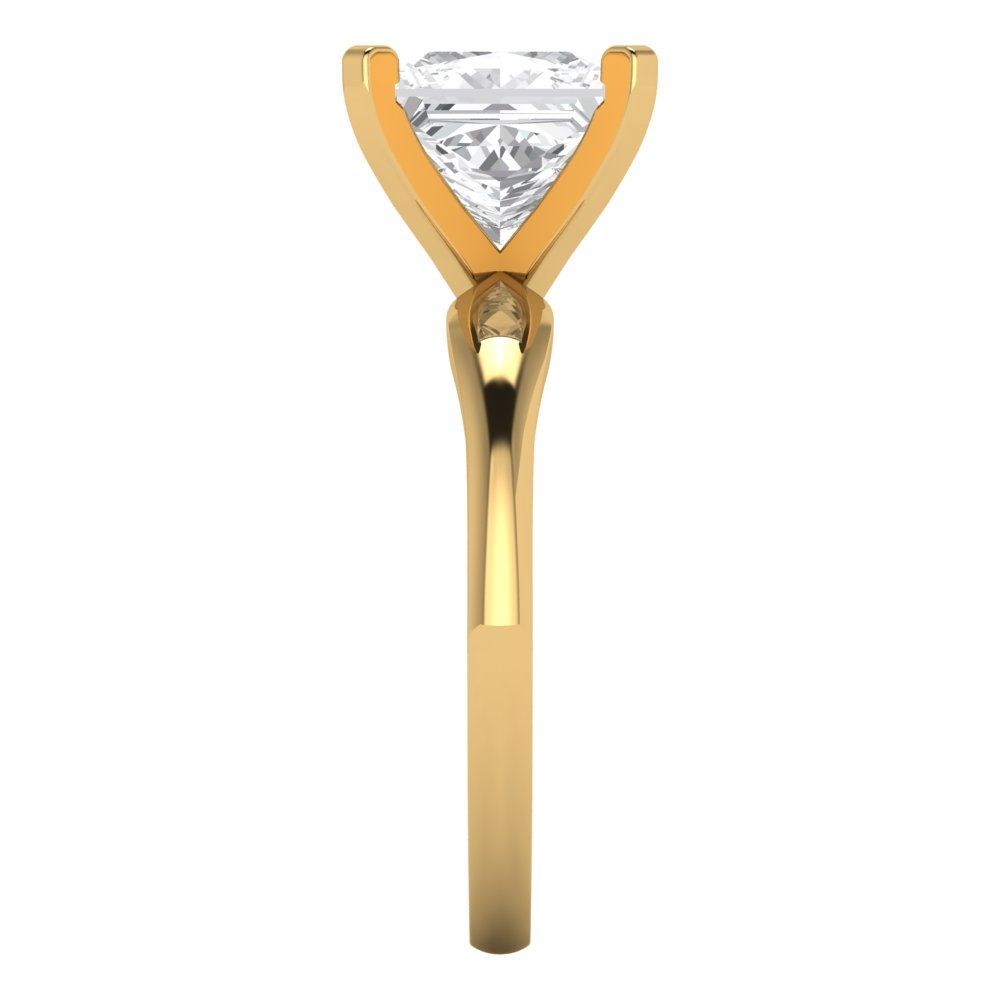 2.5 cttw Moissanite Solitaire  Engagement Ring - Solid Yellow Gold (VVS1, Princess Cut,8.5mm)