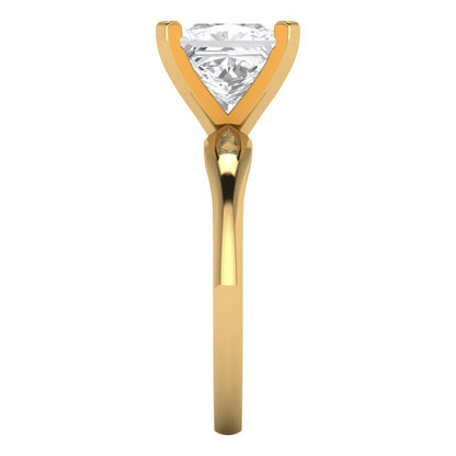 2.5 cttw Moissanite Solitaire  Engagement Ring - Solid Yellow Gold (VVS1, Princess Cut,8.5mm)