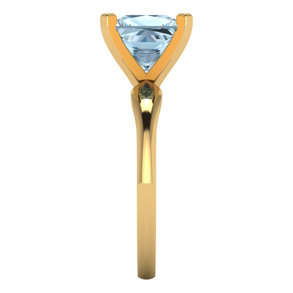 2.5 cttw Natural Sky Blue Topaz Solitaire  Engagement Ring - Solid Gold (Princess Cut,8.5mm)