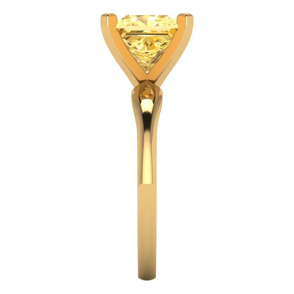 2.5 cttw Natural Citrine Solitaire  Engagement Ring - Solid Yellow Gold (VVS1, Princess Cut,8.5mm)