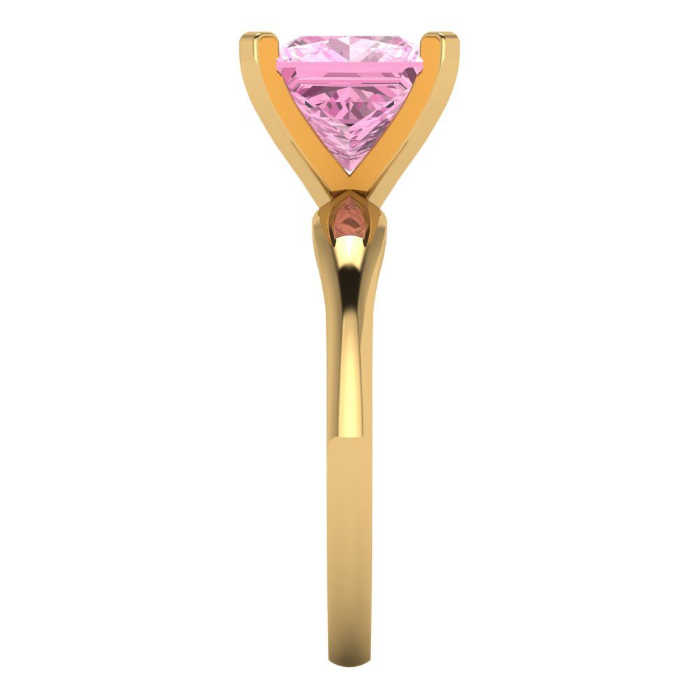 2.5 cttw Zirconia Simulated Pink Diamond Solitaire  Engagement Ring - Solid Gold (VVS1, Princess Cut,8.5mm)