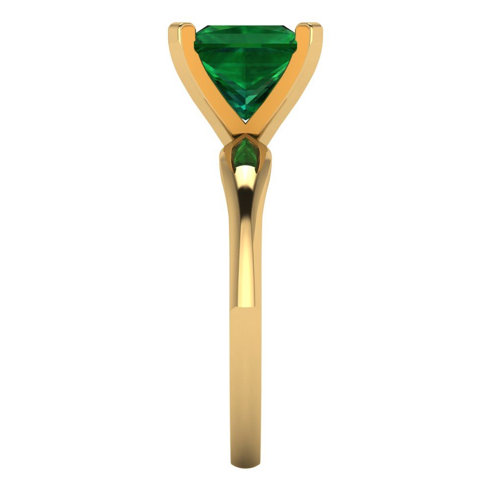 2.5 cttw Simulated Emerald Solitaire  Engagement Ring - Solid Gold (Princess Cut,8.5mm)