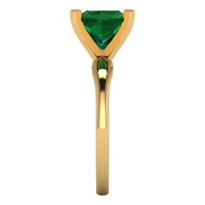 2.5 cttw Simulated Emerald Solitaire  Engagement Ring - Solid Gold (Princess Cut,8.5mm)