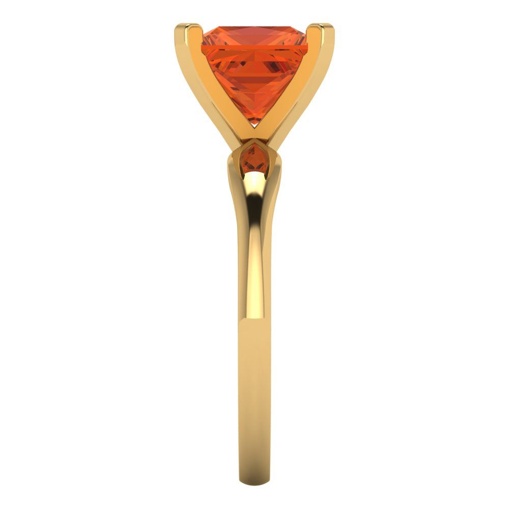 2.5 cttw Zirconia Simulated Red Diamond Solitaire  Engagement Ring - Solid Yellow Gold (VVS1, Princess Cut,8.5mm)