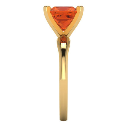 2.5 cttw Zirconia Simulated Red Diamond Solitaire  Engagement Ring - Solid Yellow Gold (VVS1, Princess Cut,8.5mm)