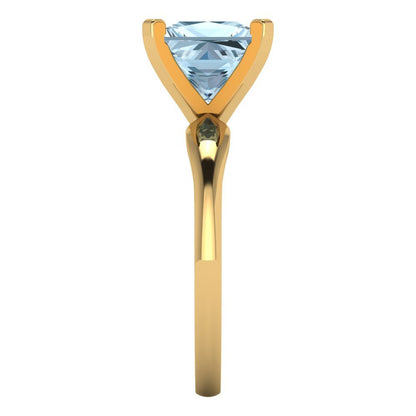 2.5 cttw Natural Aquamarine Solitaire  Engagement Ring - Solid Gold (Princess Cut,8.5mm)