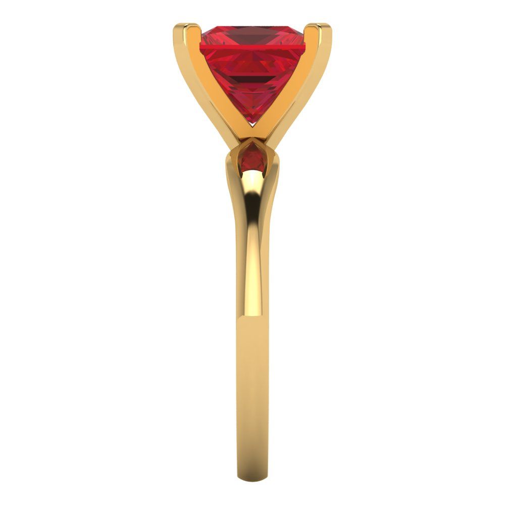 2.5 cttw Simulated Ruby Solitaire  Engagement Ring - Solid Yellow Gold (VVS1, Princess Cut,8.5mm)