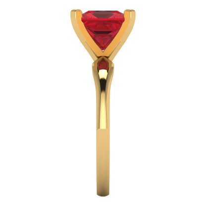 2.5 cttw Simulated Ruby Solitaire  Engagement Ring - Solid Yellow Gold (VVS1, Princess Cut,8.5mm)