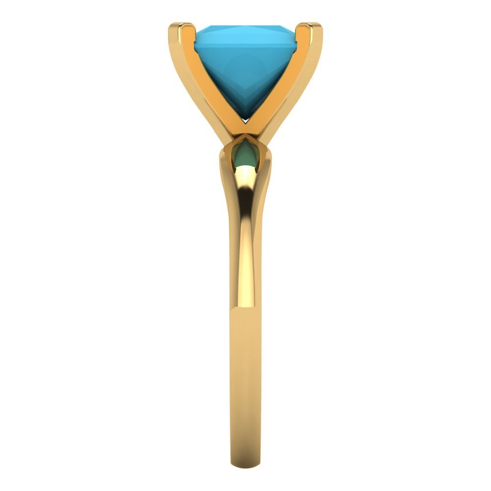 2.5 cttw Simulated Turquoise Solitaire  Engagement Ring - Solid Yellow Gold (VVS1, Princess Cut,8.5mm)