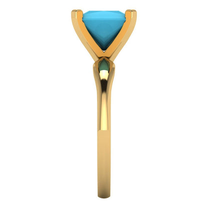 2.5 cttw Simulated Turquoise Solitaire  Engagement Ring - Solid Yellow Gold (VVS1, Princess Cut,8.5mm)