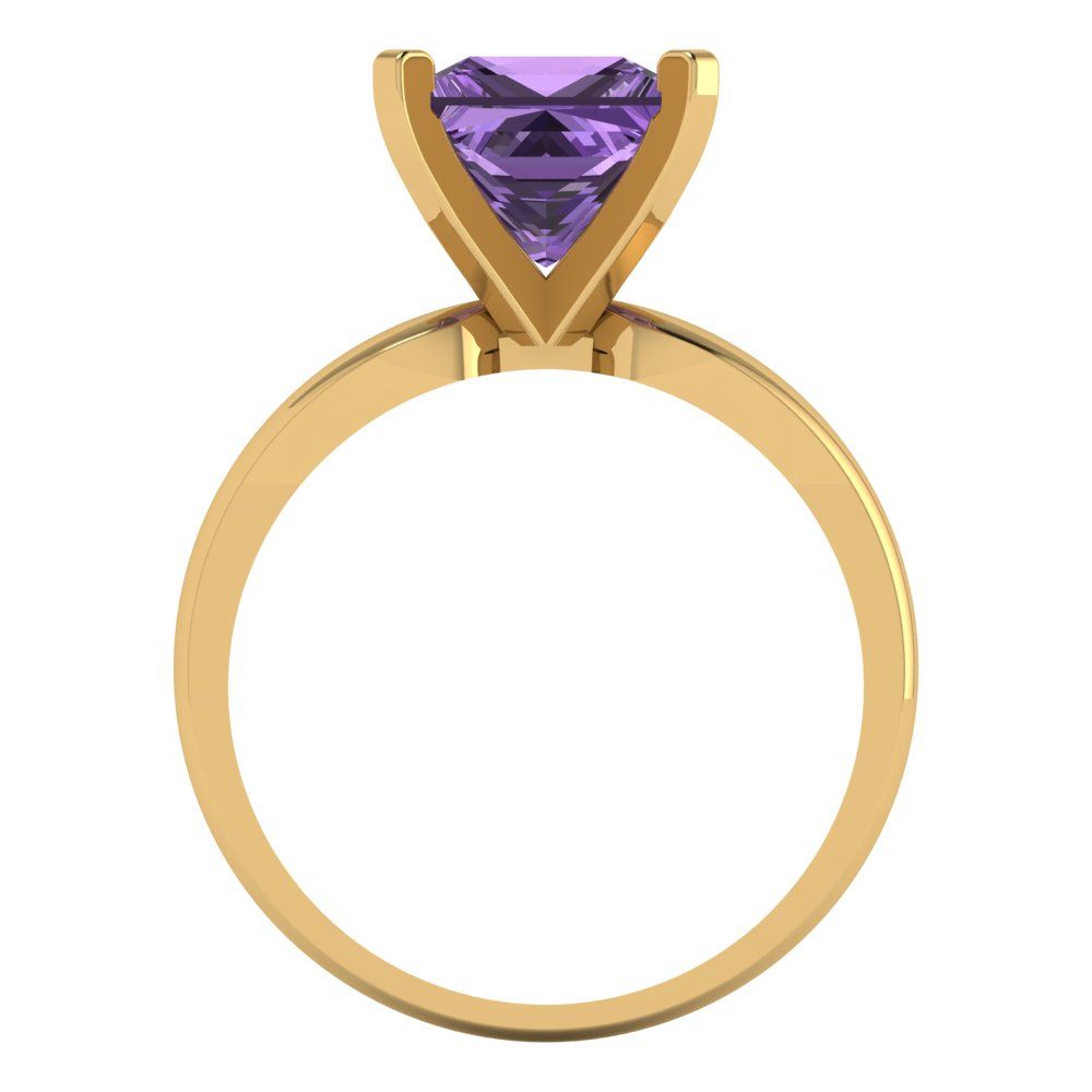 2.5 cttw Simulated Alexandrite Solitaire  Engagement Ring - Solid Gold (Princess Cut,8.5mm)