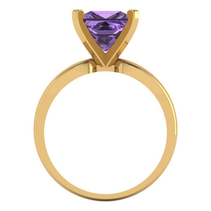2.5 cttw Simulated Alexandrite Solitaire  Engagement Ring - Solid Gold (Princess Cut,8.5mm)