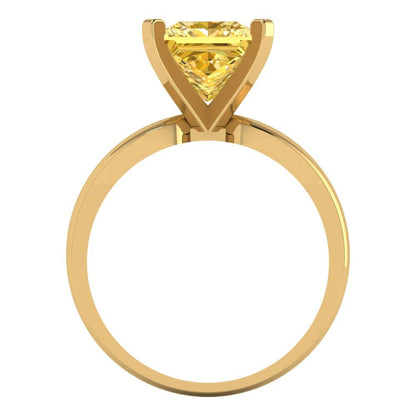 2.5 cttw Natural Citrine Solitaire  Engagement Ring - Solid Yellow Gold (VVS1, Princess Cut,8.5mm)