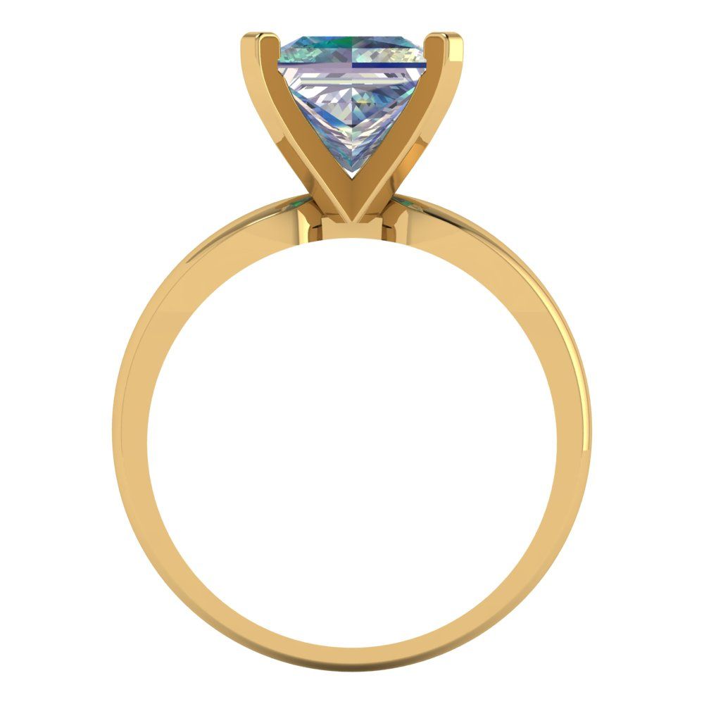 2.5 cttw Blue Moissanite Solitaire  Engagement Ring - Solid Gold (Princess Cut,8.5mm)