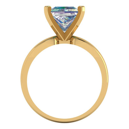 2.5 cttw Blue Moissanite Solitaire  Engagement Ring - Solid Gold (Princess Cut,8.5mm)