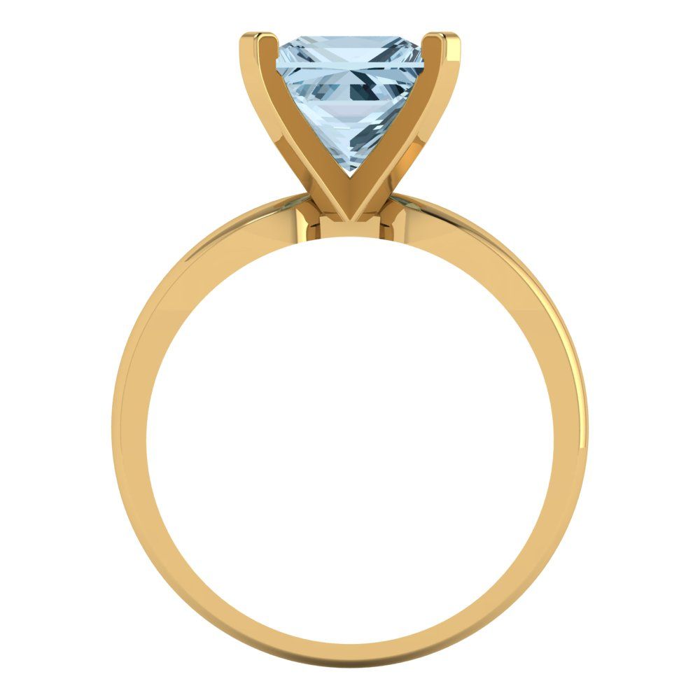 2.5 cttw Natural Aquamarine Solitaire  Engagement Ring - Solid Gold (Princess Cut,8.5mm)