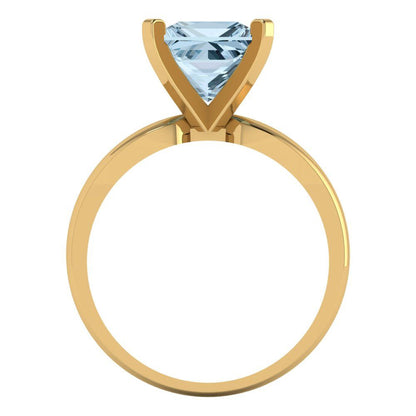2.5 cttw Natural Aquamarine Solitaire  Engagement Ring - Solid Gold (Princess Cut,8.5mm)