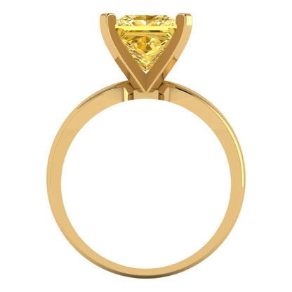 2.5 cttw Zirconia Simulated Yellow Diamond Solitaire  Engagement Ring - Solid Yellow Gold (VVS1, Princess Cut,8.5mm)