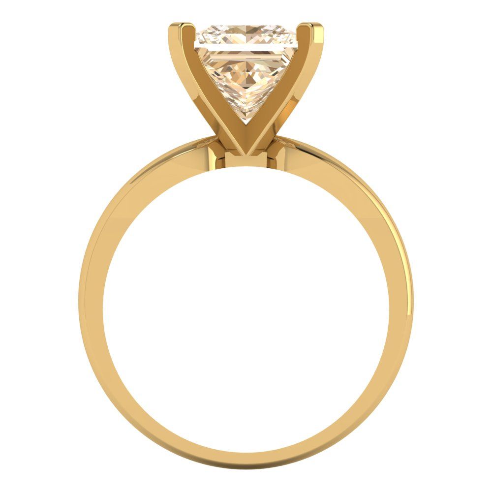 2.5 cttw Natural Morganite Solitaire  Engagement Ring - Solid Yellow Gold (VVS1, Princess Cut,8.5mm)