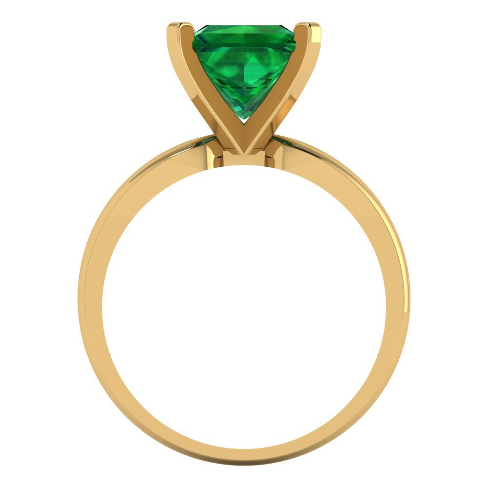 2.5 cttw Simulated Emerald Solitaire  Engagement Ring - Solid Gold (Princess Cut,8.5mm)