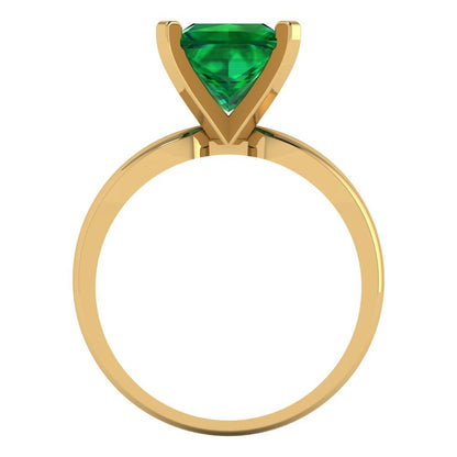 2.5 cttw Simulated Emerald Solitaire  Engagement Ring - Solid Gold (Princess Cut,8.5mm)