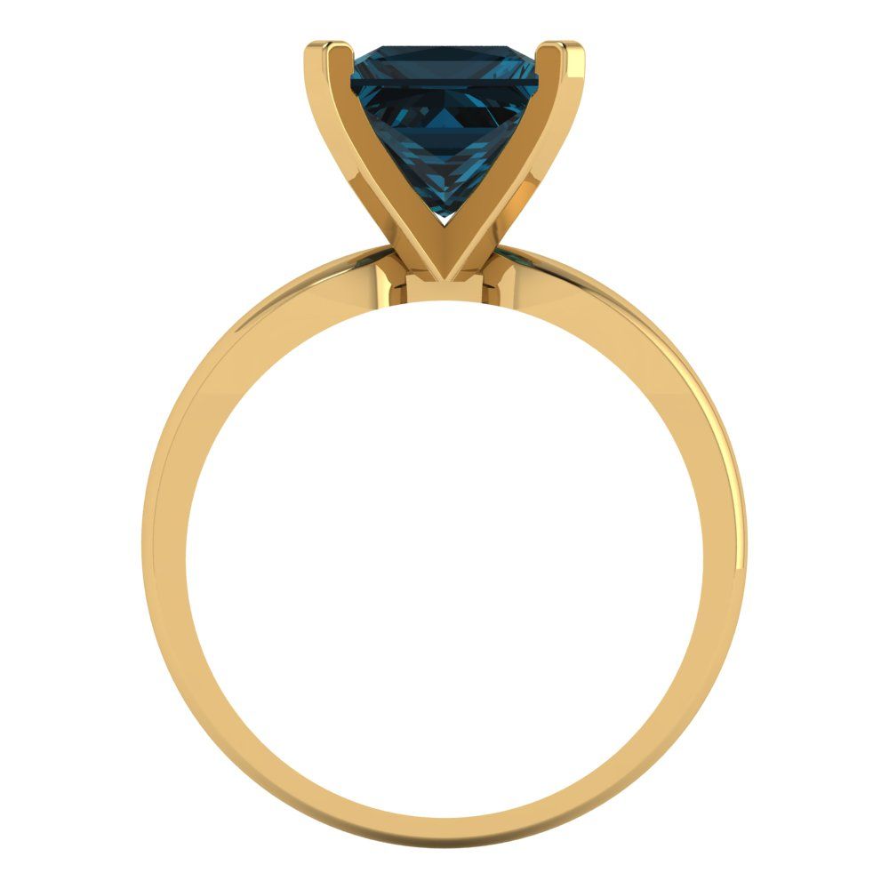 2.5 cttw Natural London Blue Topaz Solitaire  Engagement Ring - Solid Yellow Gold (VVS1, Princess Cut,8.5mm)